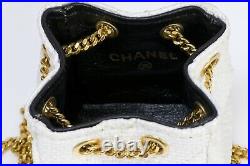 CHANEL CC 1990s White Raffia Micro Quilted Bag