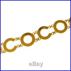 CHANEL CC COCO Gold Chain Belt Black Leather Vintage Authentic AK31393f