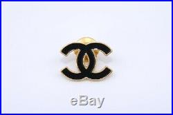 CHANEL CC Logo Camellia Shoes Black×Gold Tone Pin Brooches Set Auth withBox #241