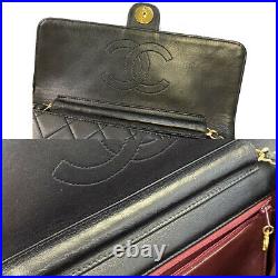 CHANEL CC Logo Matelasse Chain Shoulder Bag Leather Black Gold Vintage 20MI963