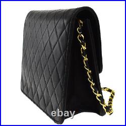 CHANEL CC Logo Matelasse Chain Shoulder Bag Leather Black Gold Vintage 28MK013