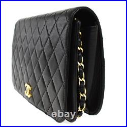 CHANEL CC Logo Matelasse Chain Shoulder Bag Leather Black Gold Vintage 57MK006