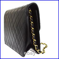 CHANEL CC Logo Matelasse Chain Shoulder Bag Leather Black Gold Vintage 607MK261