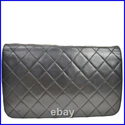 CHANEL CC Logo Matelasse Chain Shoulder Bag Leather Black Gold Vintage 609LB458