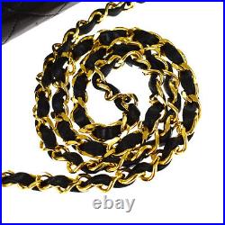 CHANEL CC Logo Matelasse Chain Shoulder Bag Leather Black Gold Vintage 683LB451