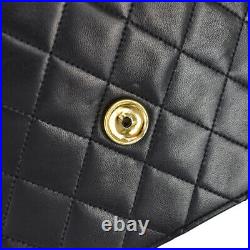 CHANEL CC Logo Matelasse Chain Shoulder Bag Leather Black Gold Vintage 94ML553