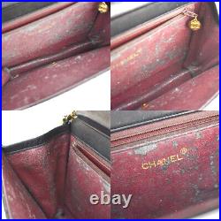 CHANEL CC Logo Matelasse Chain Shoulder Bag Leather Black Gold Vintage 94ML553