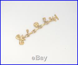 CHANEL CC Logo Ribbon Bow Bell Brooch Gold Tone Pin 03A #2084