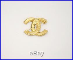 CHANEL CC Logo Vintage Brooch Gold Tone Pin withBOX #2435