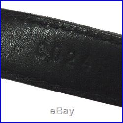 CHANEL CC Logos Buckle Belt Black Gold Leather 65/26 C024 Authentic AK38236i