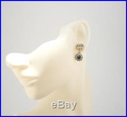 CHANEL CC Logos Camellia Dangle Earrings Crystal & Gold Tone withBOX v1902