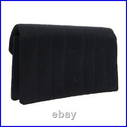 CHANEL CC Logos Clutch Hand Bag Pouch 2644975 Purse Black Satin Vintage 03698