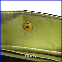 CHANEL CC Logos Clutch Hand Bag Pouch 2644975 Purse Black Satin Vintage 03698