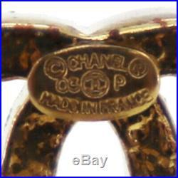 CHANEL CC Logos Earrings Gold Clip-On 03 P France Vintage Authentic #EE132 M