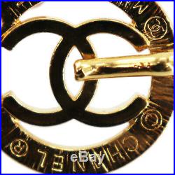 CHANEL CC Logos Gold Chain Belt Black Leather France Vintage Authentic #U893 W