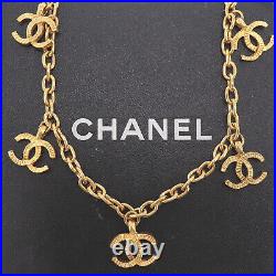 CHANEL CC Logos Used Chain Necklace Gold-Tone France Vintage Authentic #AE476 O