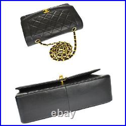 CHANEL CC Matelasse Diana Chain Shoulder Bag Leather Black Gold Vintage 865LB408