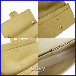 CHANEL CC Matelasse Double Flap Chain Shoulder Bag Leather BE Vintage 665LB435