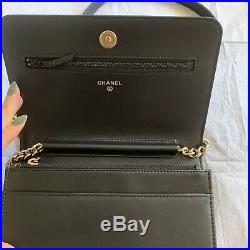 CHANEL Caviar Chevron Boy Wallet On Chain Bag Gold CC Hardware NWB
