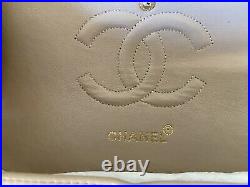 CHANEL Classic 2.55 Double Flap Medium Beige Leather With Gold Hardware