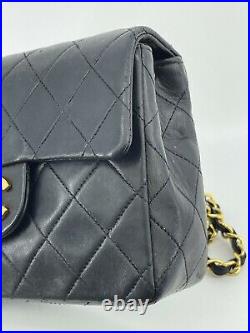 CHANEL Classic CC Flap Mini Square Chain Bag Black Quilted Gold Crossbody Coco
