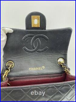 CHANEL Classic CC Flap Mini Square Chain Bag Black Quilted Gold Crossbody Coco