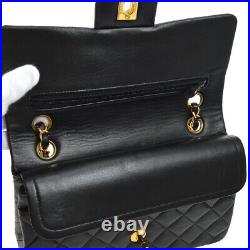CHANEL Classic Double Flap Small Chain Shoulder Bag Black Leather Vintage 00449