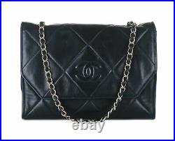 CHANEL Dark Green Leather Quilted Flap Gold Chain Shoulder Bag Crossbody Purse