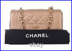 CHANEL Diana Flap Gold Quilted Leather Gold Chain Crossbody Shoulder Bag Purse