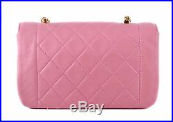 CHANEL Diana Flap Pink Quilted Leather Gold Chain Crossbody Shoulder Bag Purse