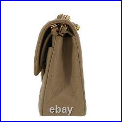 CHANEL Double Flap Chain Shoulder Bag Beige Lambskin Vintage Authentic #PP805 O
