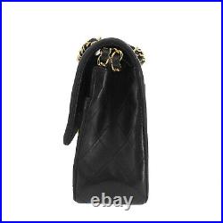 CHANEL Double Flap Chain Shoulder Bag Black Leather Vintage Authentic #AC654 O
