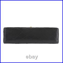 CHANEL Double Flap Chain Shoulder Bag Black Leather Vintage Authentic #AC654 O