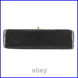 CHANEL Double Flap Chain Shoulder Bag Black Leather Vintage Authentic #PP5 Y