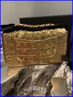 CHANEL GOLD RECTANGLE MINI Classic Flap Bag 2019A COCODILE CROCODILE ALLIGATOR