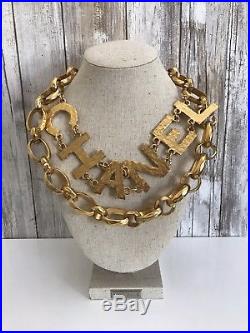 CHANEL Huge XL LOGO Spell Out Couture Chain Necklace Belt France RARE VINTAGE