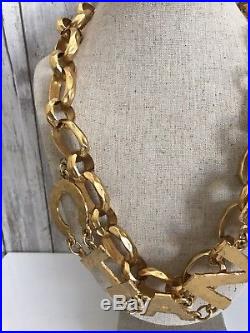 CHANEL Huge XL LOGO Spell Out Couture Chain Necklace Belt France RARE VINTAGE