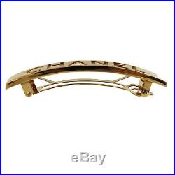 CHANEL Logos Hair Clip Barrette Gold 97 A France Vintage Authentic #GG907 I