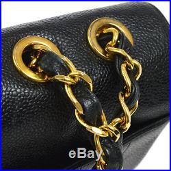 CHANEL Mademoiselle Jumbo Chain Shoulder Bag Black Caviar Leather AK36791k