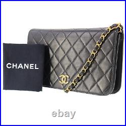 CHANEL Matelasse Chain Shoulder Bag Black Leather Vintage Authentic #NN58 Y