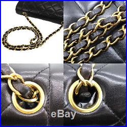 CHANEL Matelasse Chain Shoulder Bag Black Leather Vintage Authentic #ZZ515 O