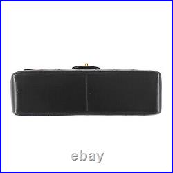 CHANEL Matelasse Double Flap Chain Shoulder Bag Black Leather Authentic #AB210 O