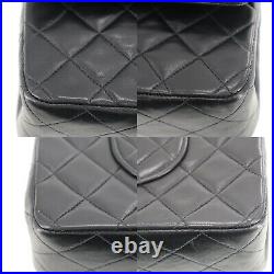 CHANEL Matelasse Double Flap Chain Shoulder Bag Black Leather Authentic #MM834 Y