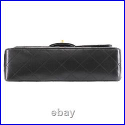 CHANEL Matelasse Double Flap Chain Shoulder Bag Black Leather Authentic #QQ332 Y