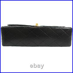 CHANEL Matelasse Double Flap Chain Shoulder Bag Black Leather Vintage Auth #Z871