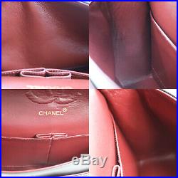 CHANEL Matelasse Double Flap Chain Shoulder Bag Black Leather Vintage Auth #Z871