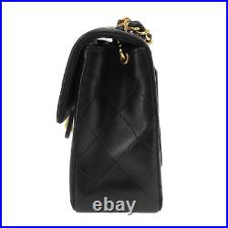 CHANEL Matelasse Small Shoulder Bag Black Lambskin Leather France Auth #KK911 O