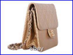 CHANEL Mini GHW Gold Vertical Leather Chain CC Mini Flap Crossbody Bag Purse