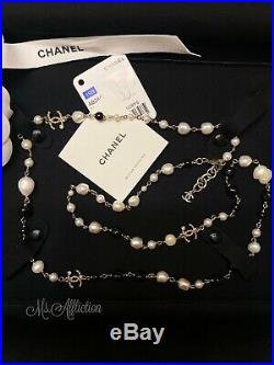 CHANEL NWT CC Authentic Freshwater Pearl Crystal Necklace Logo Chain Gold NWT