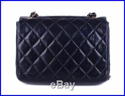 CHANEL Navy Blue Mini Flap Leather 24K Gold Jumbo CC GHW Crossbody Shoulder Bag